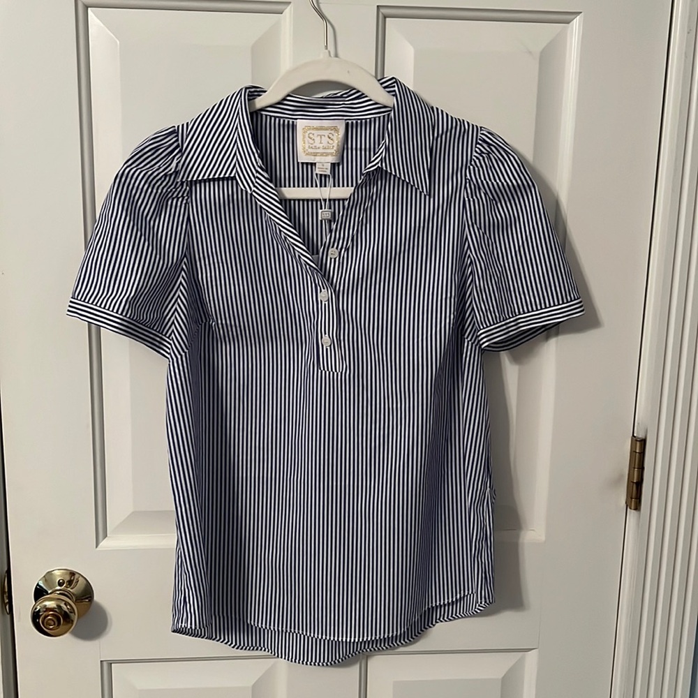 Sail to Sable Blue and White Striped Shirt  LIKE NEW Size S